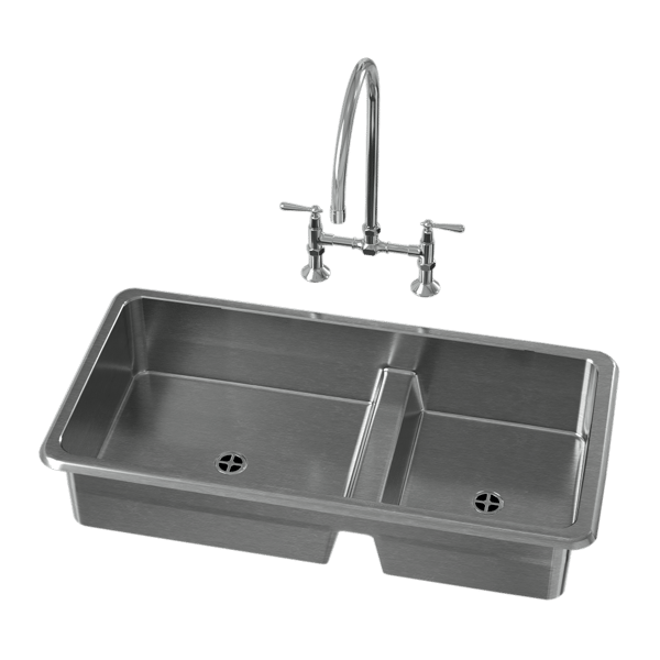 Lavello da cucina a doppia vasca in acciaio inox rialzato Modello