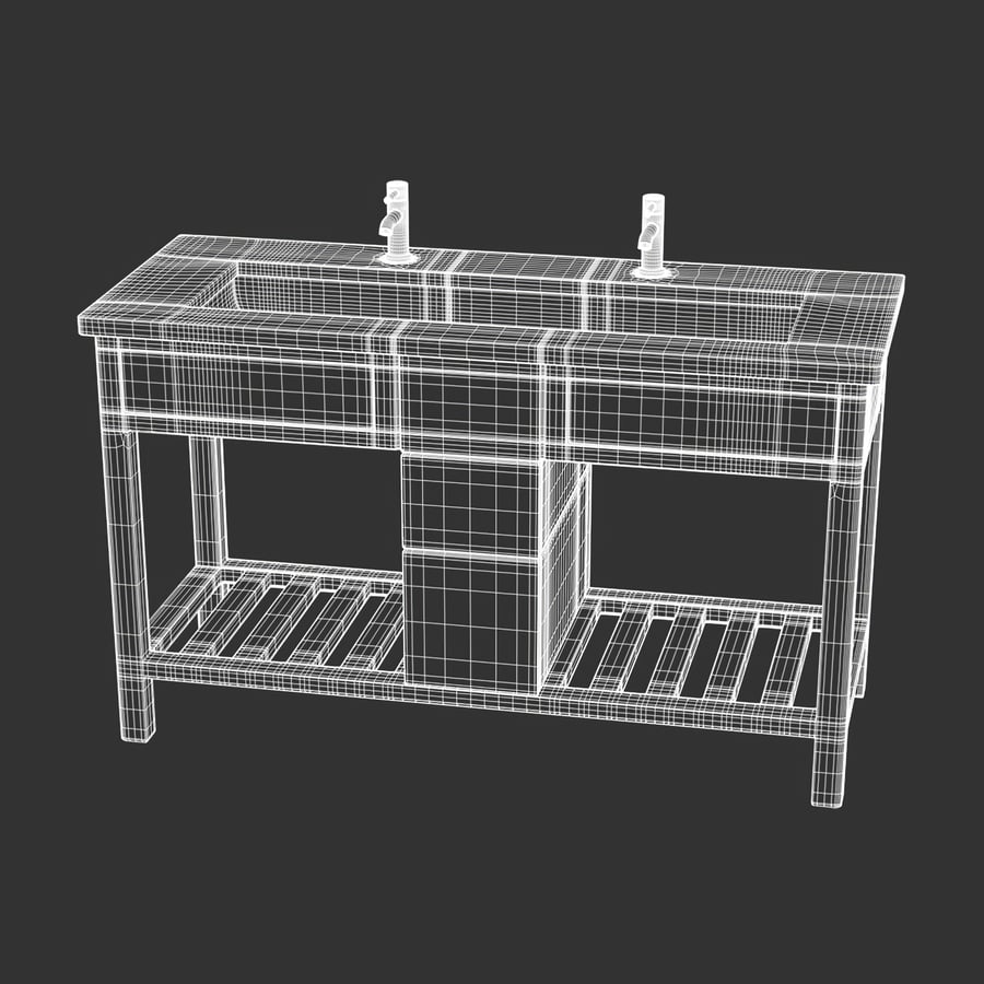 Marble & Trough Bathroom Sink Cabinet Model, Black