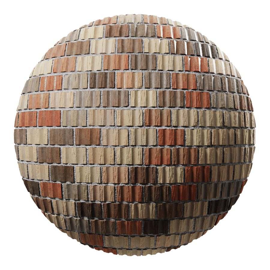 Grooved Header Bond Brick Wall Texture, Multicolored
