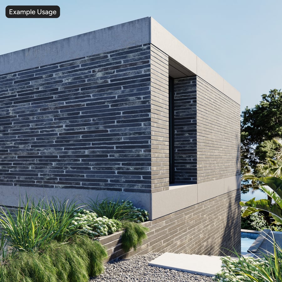 Long Slim Roman Bond Brick Wall Texture, Black