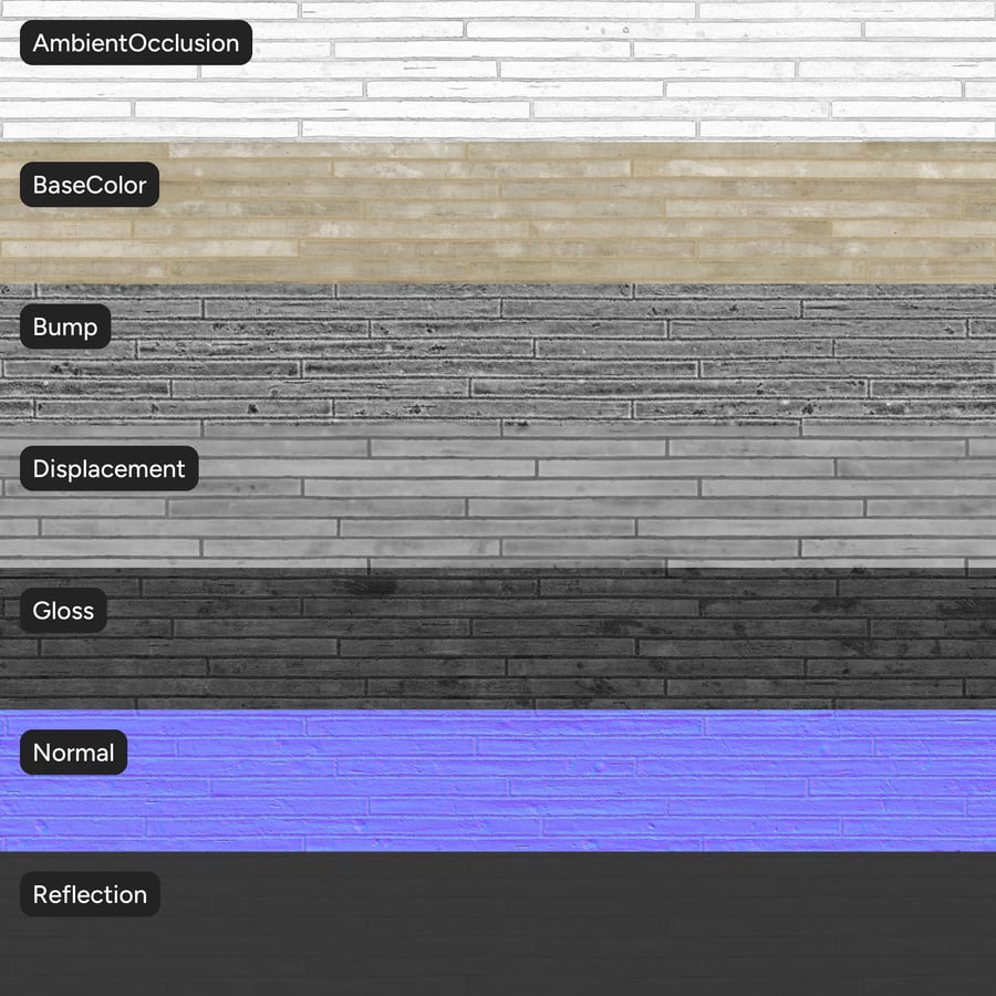 Long Slim Roman Rusticated Bond Brick Wall Texture, Beige