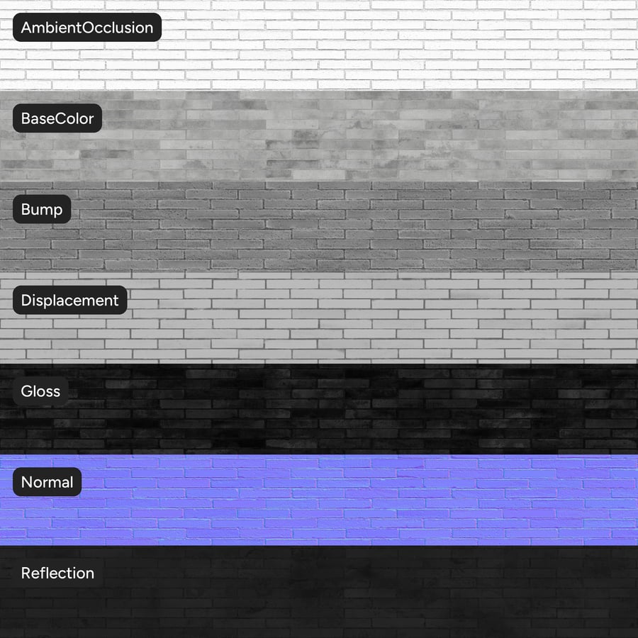 Dragfaced Running Bond Brick Wall Texture, Gray