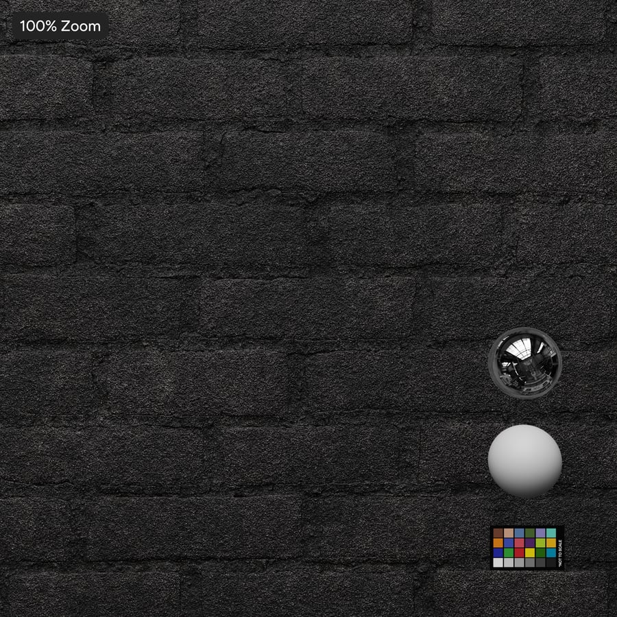 Painted Running Bond Brick Wall Texture, Black