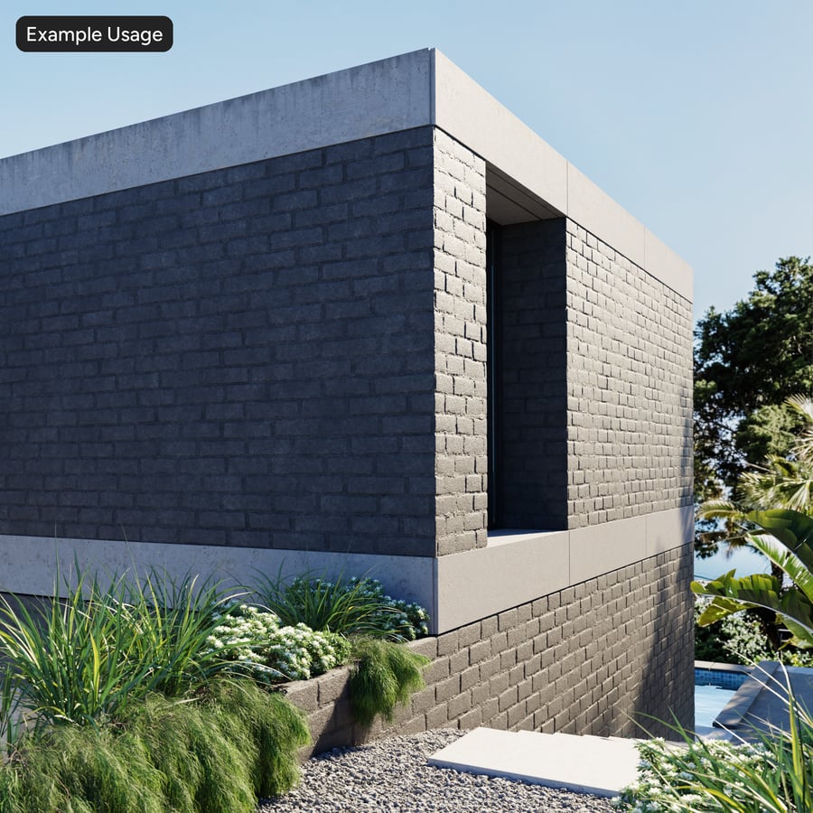 Painted Running Bond Brick Wall Texture, Black