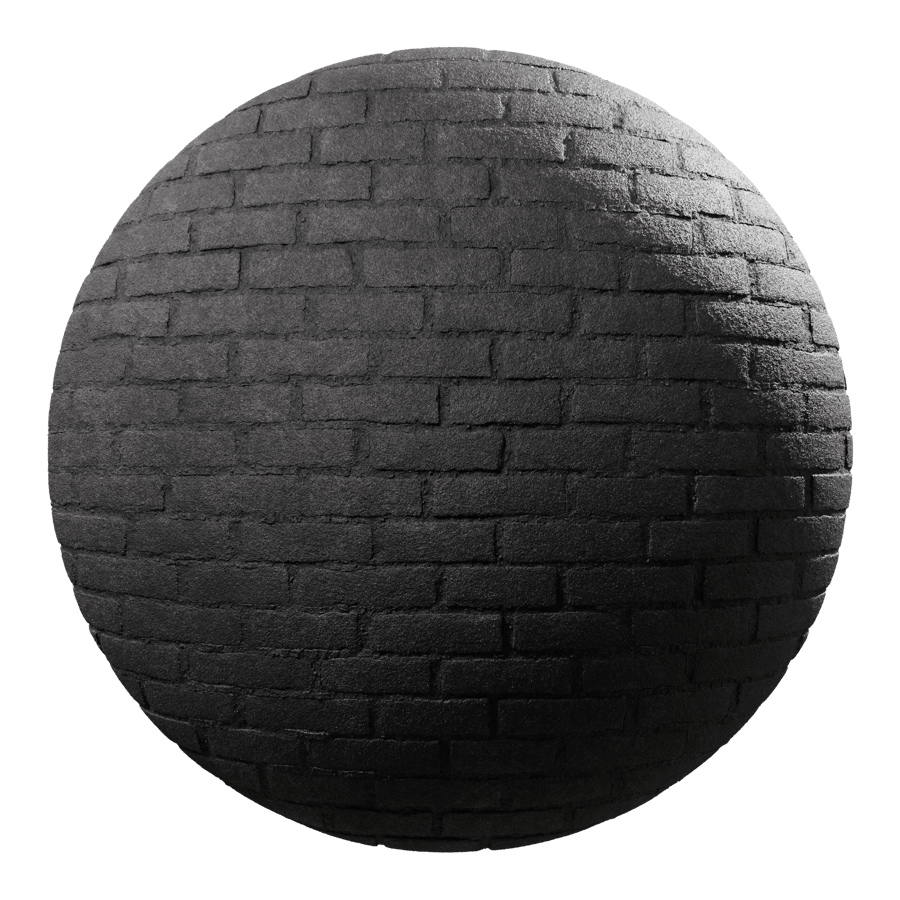 Painted Running Bond Brick Wall Texture, Black