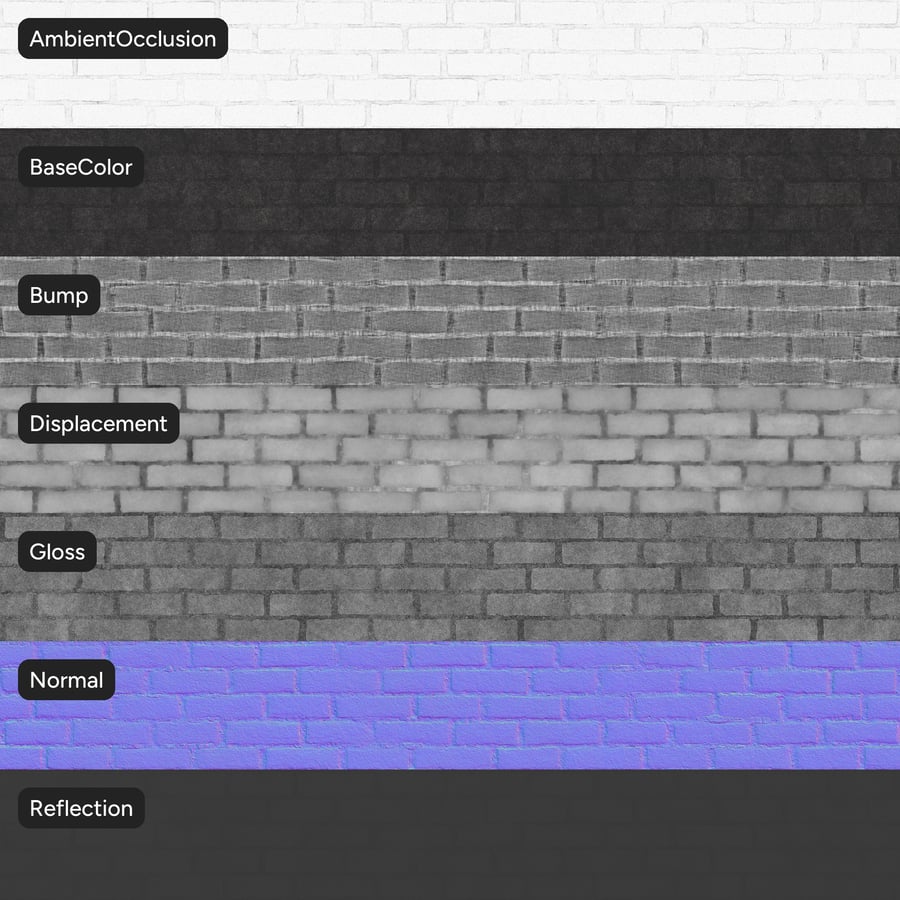 Painted Running Bond Brick Wall Texture, Black