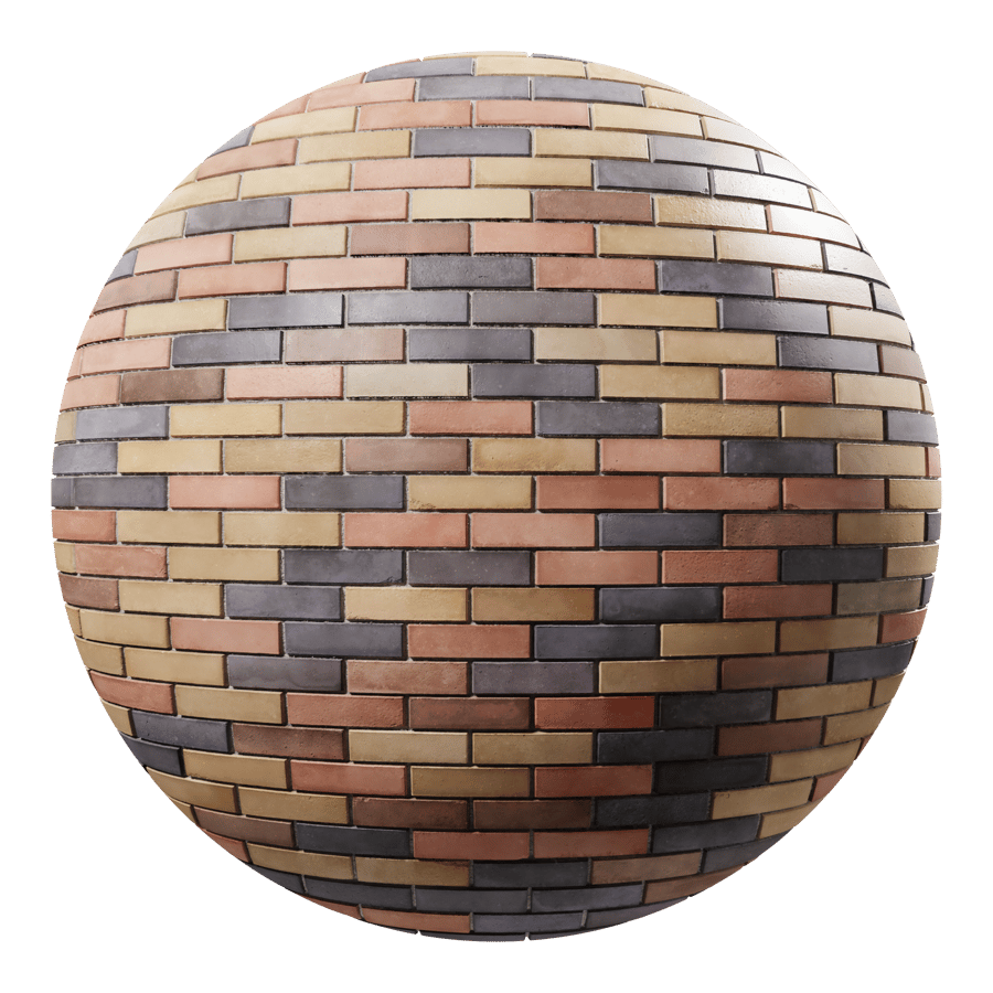 Sandfaced Running Bond Brick Wall Texture, Multicolored