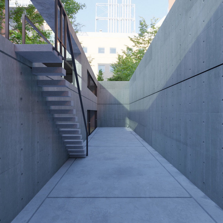 Πόλη αυλή σαφές πρωί ημέρα υπαίθρια ουρανό HDRI