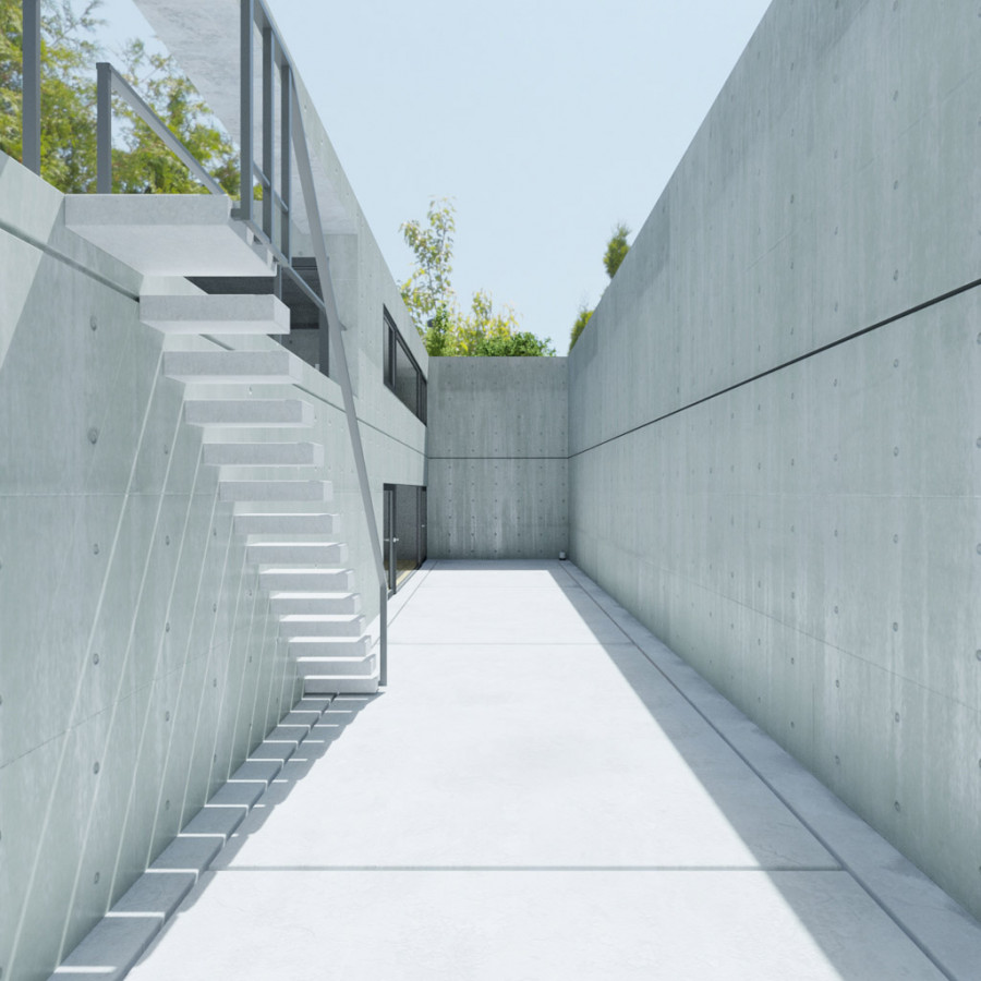Hình ảnh HDRI bầu trời ngoài trời vào ngày nhiều mây ở sân sau nhà