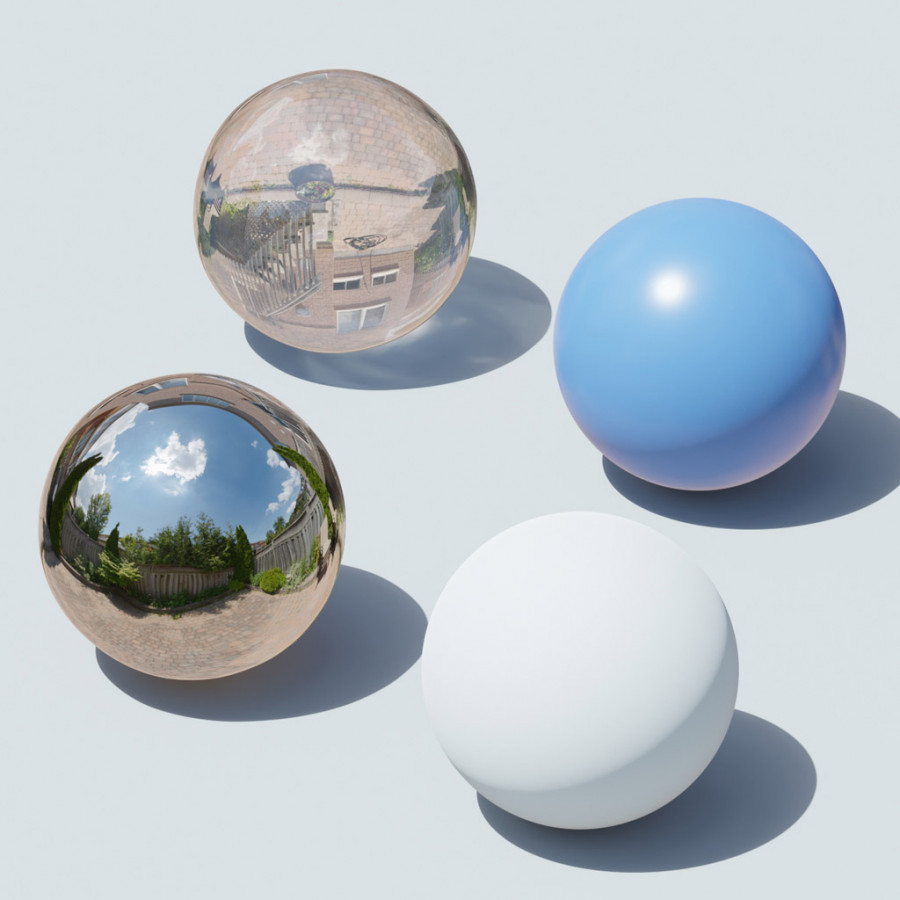 Hình ảnh HDRI bầu trời ngoài trời vào ngày nhiều mây ở sân sau nhà