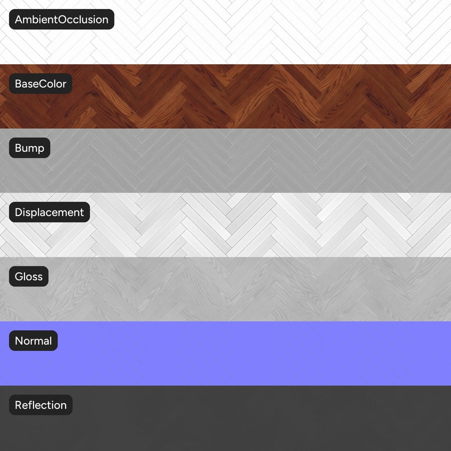 Herringbone Ash Wood Board Texture, Deep Ginger