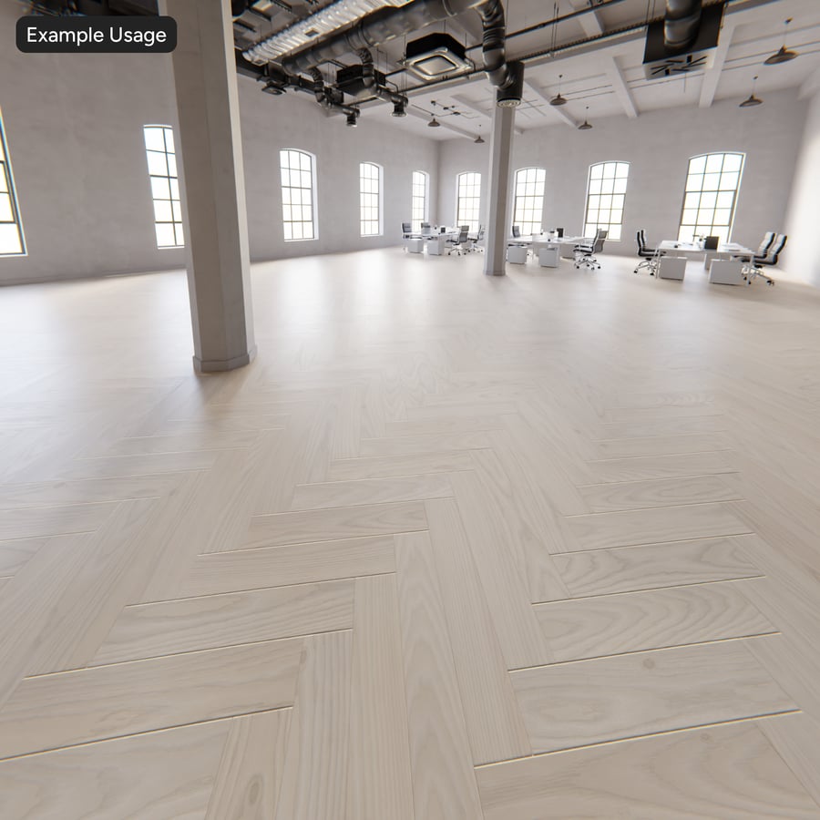 Tablero de madera de fresno con textura en espiga, niebla blanca