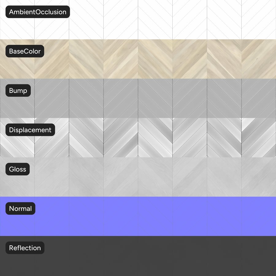 Tablero de madera de abedul con textura Chevron, blanco