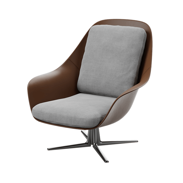 Réplica do modelo de cadeirão Flexform Cocoa, castanho e cinzento