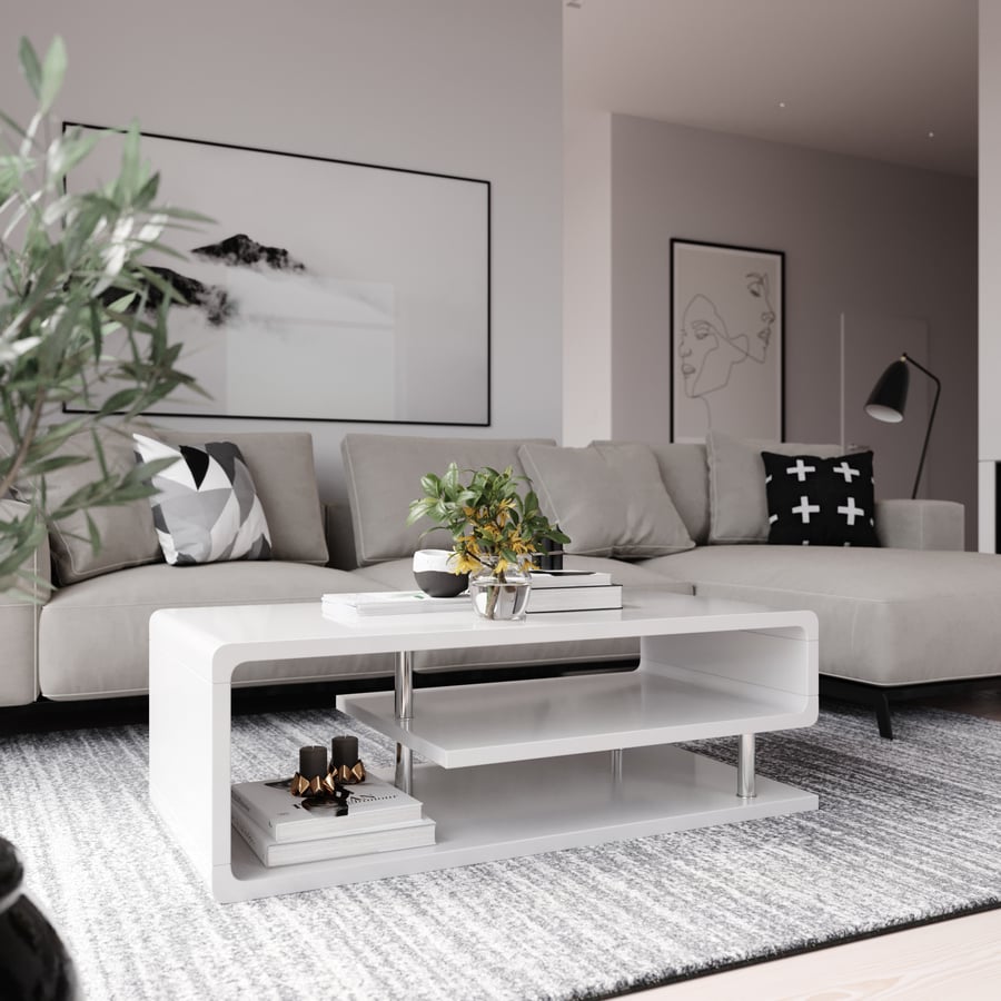 Replica Sublime Zeitgenössische Couchtisch Modell, Weiß