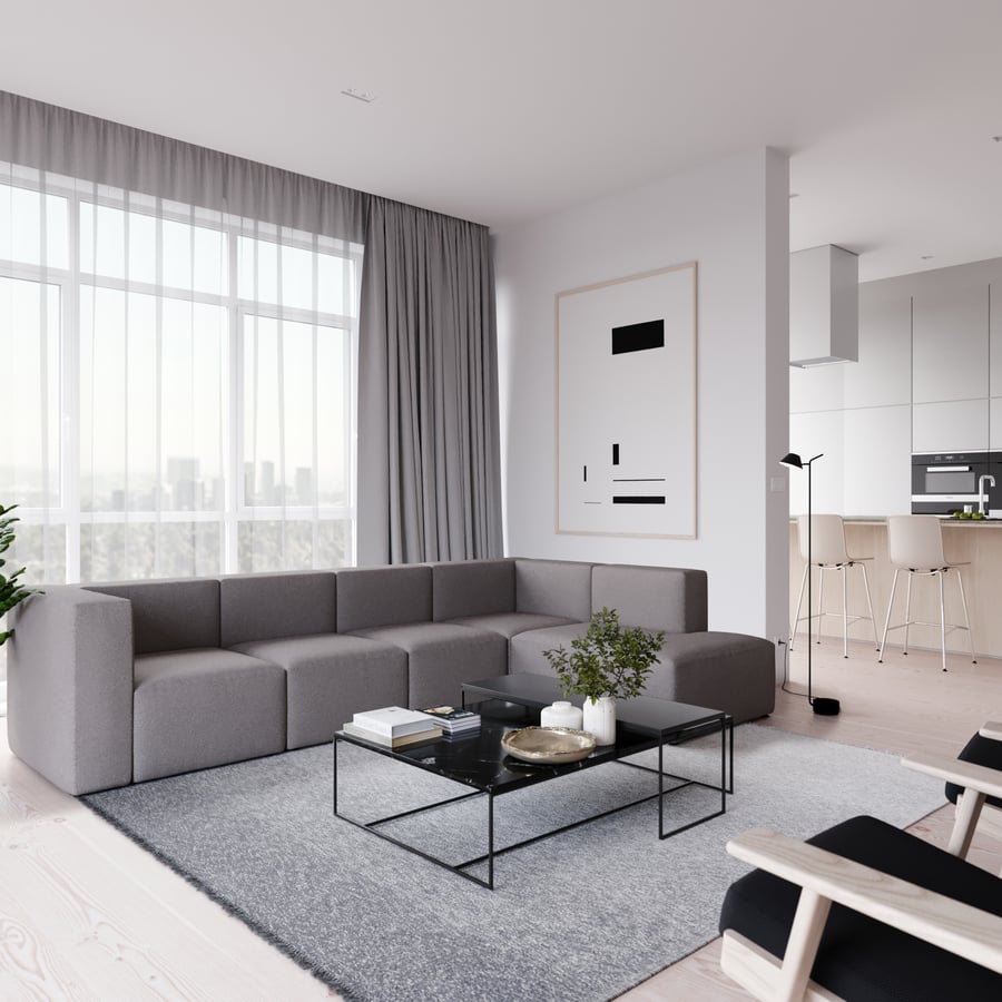 Réplique du modèle de canapé modulaire EC1, gris pâle