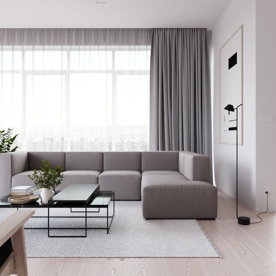 Réplique du modèle de canapé modulaire EC1, gris pâle