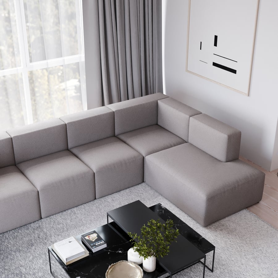 Réplique du modèle de canapé modulaire EC1, gris pâle