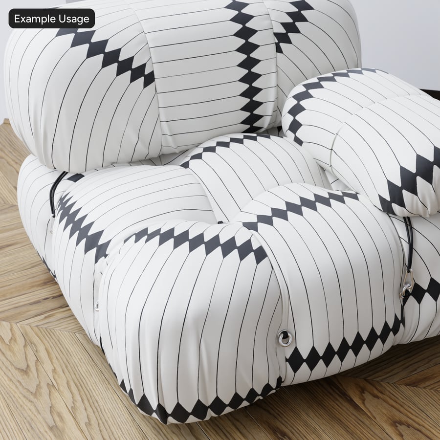 Geometrik Baskılı Döşemelik Kumaş Dokusu, Siyah &amp; Beyaz