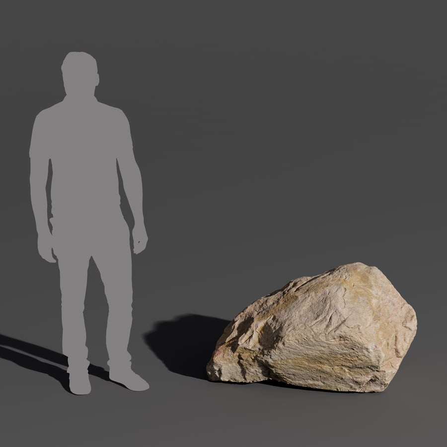 Modello di masso roccioso di grandi dimensioni con cunei dai toni caldi