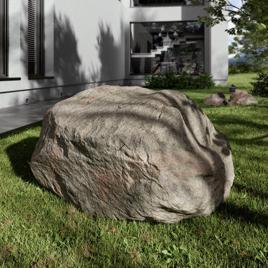 Pale Notched Round Rippled Large Rock Boulder Modelo