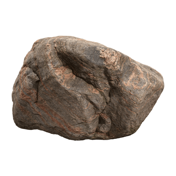 Modèle de bloc rocheux marbré de grande taille aux tons sombres et chauds