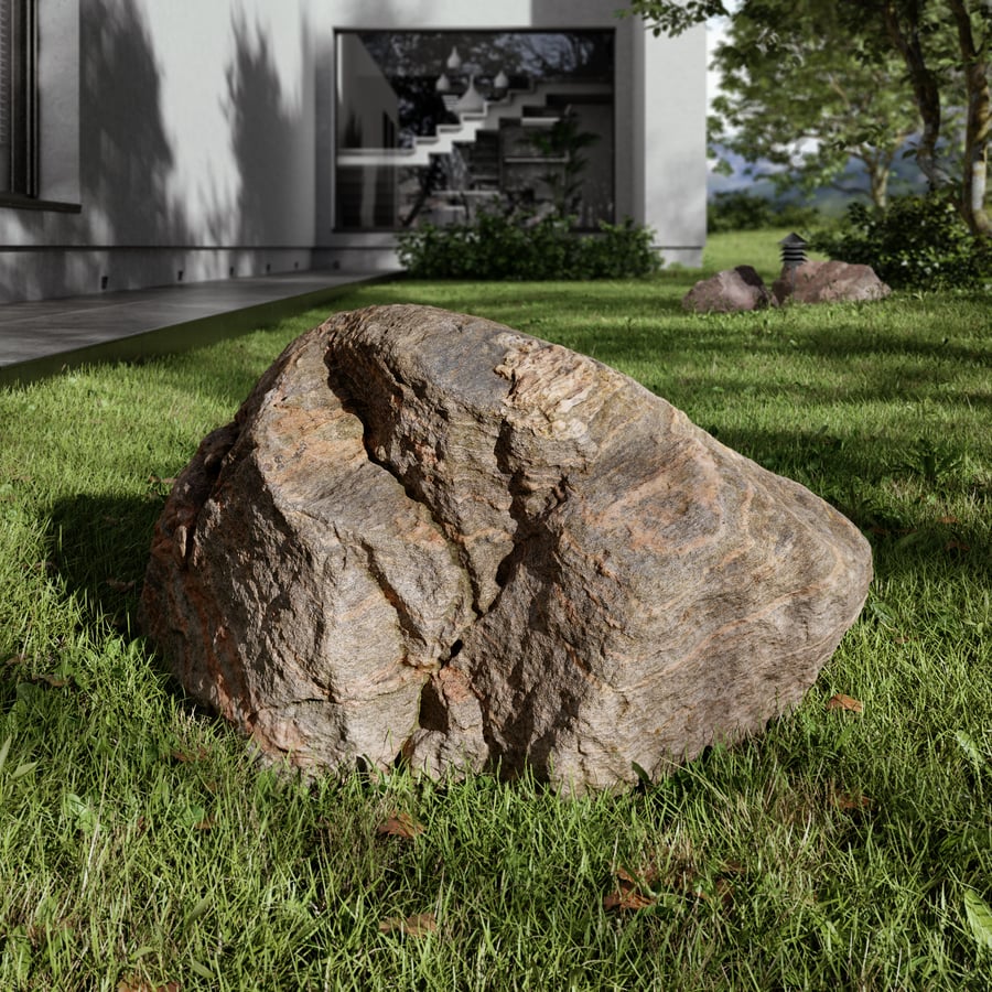 Dark Warm Toned Marbled Large Rock Boulder Model