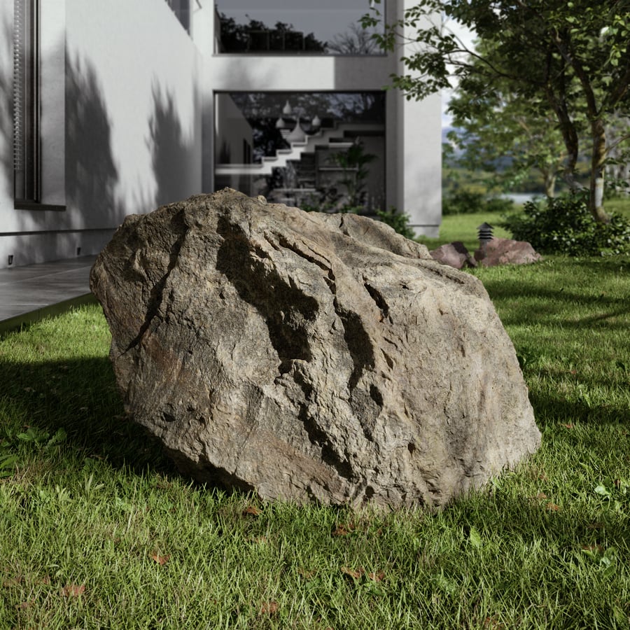 Sıcak Tonlu Sırtlı Uzun Büyük Kaya Boulder Modeli