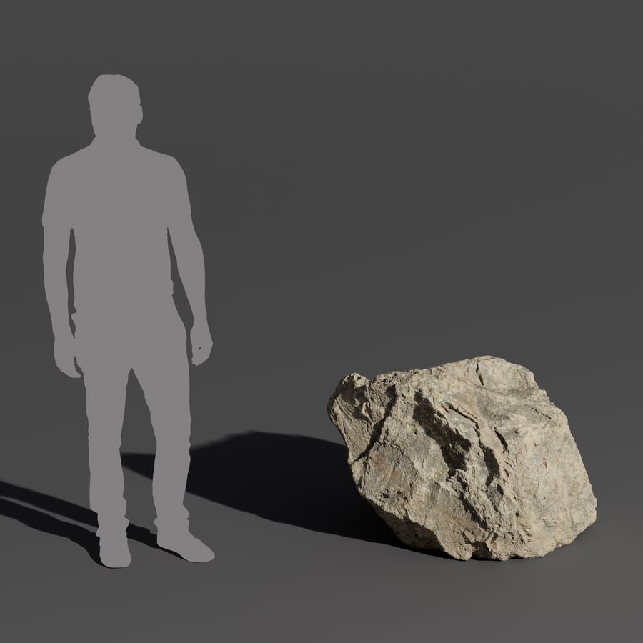 Sıcak Tonlu Sırtlı Uzun Büyük Kaya Boulder Modeli