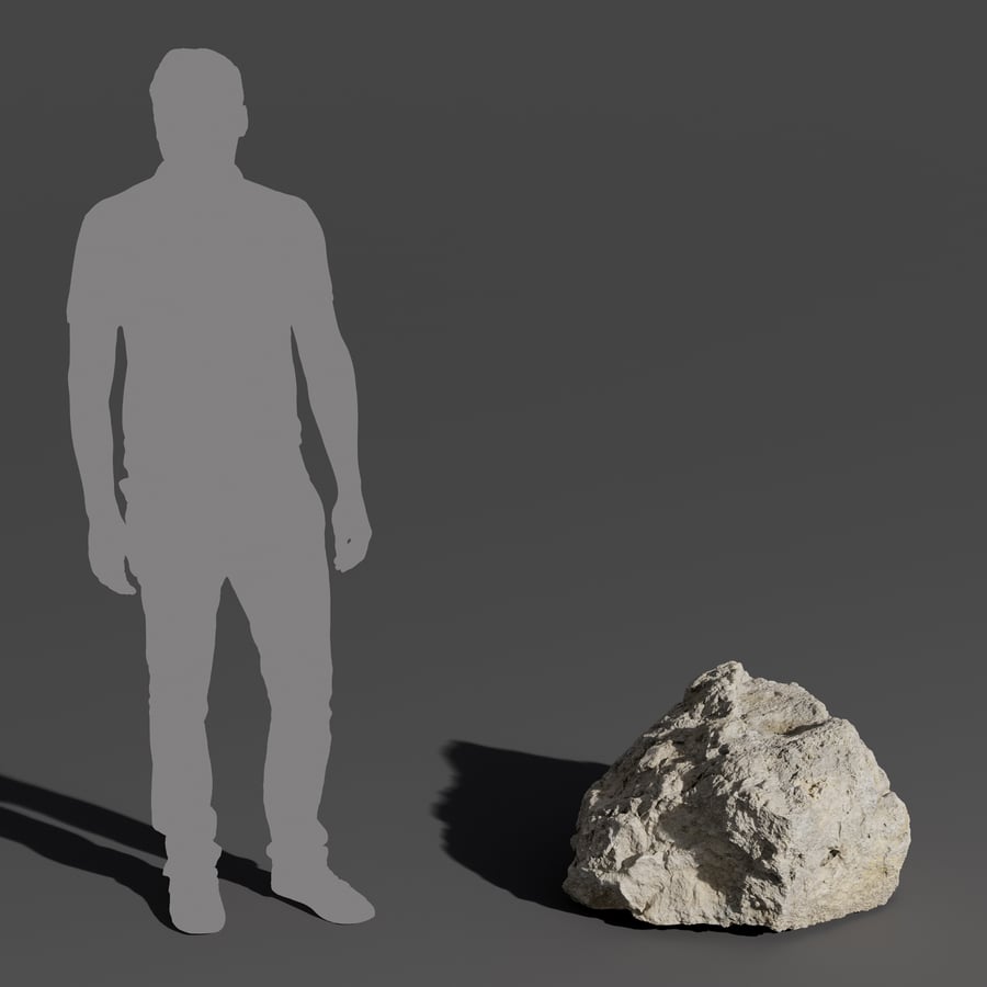 Cool Toned Divot Rough Large Rock Boulder Model
