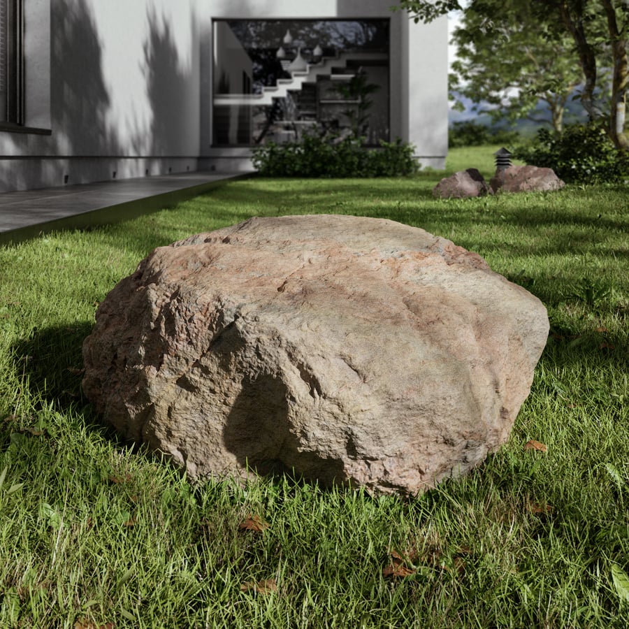 Модель валуна Rippled Round Large Rock, бледно-красный