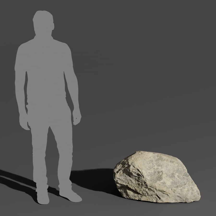 Tónovaný hladký model veľkého skalného balvana, žltý