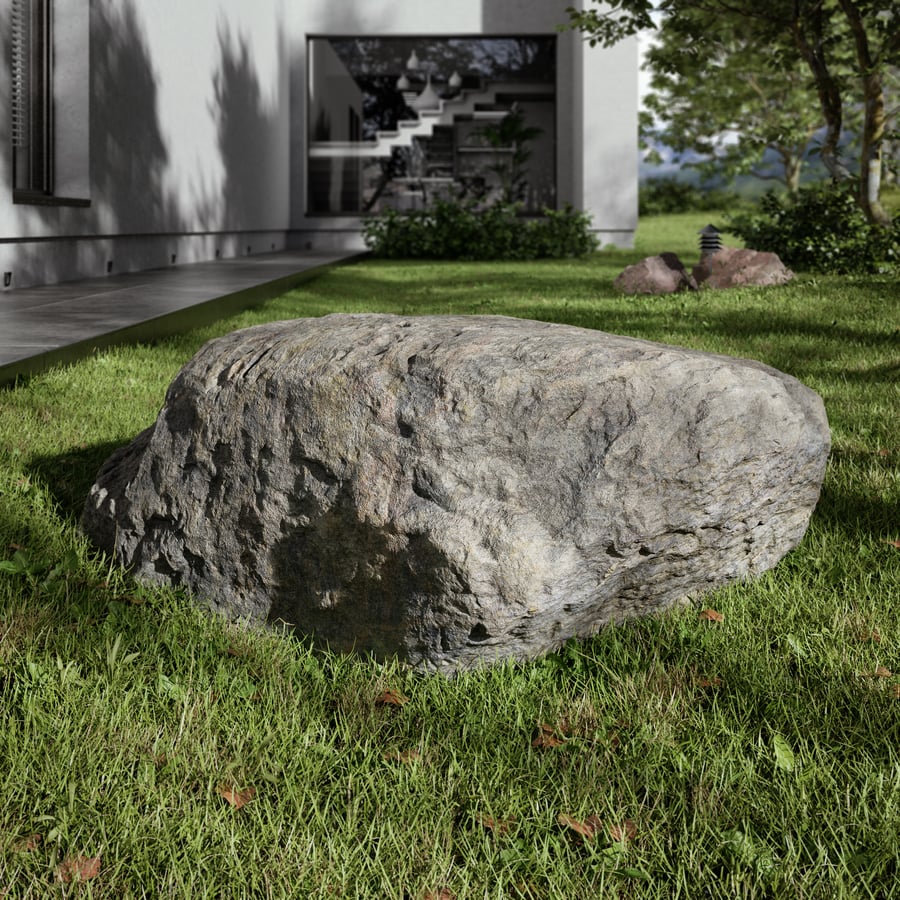 Soğuk Tonlu Çizgili Pürüzsüz Büyük Kaya Boulder Modeli