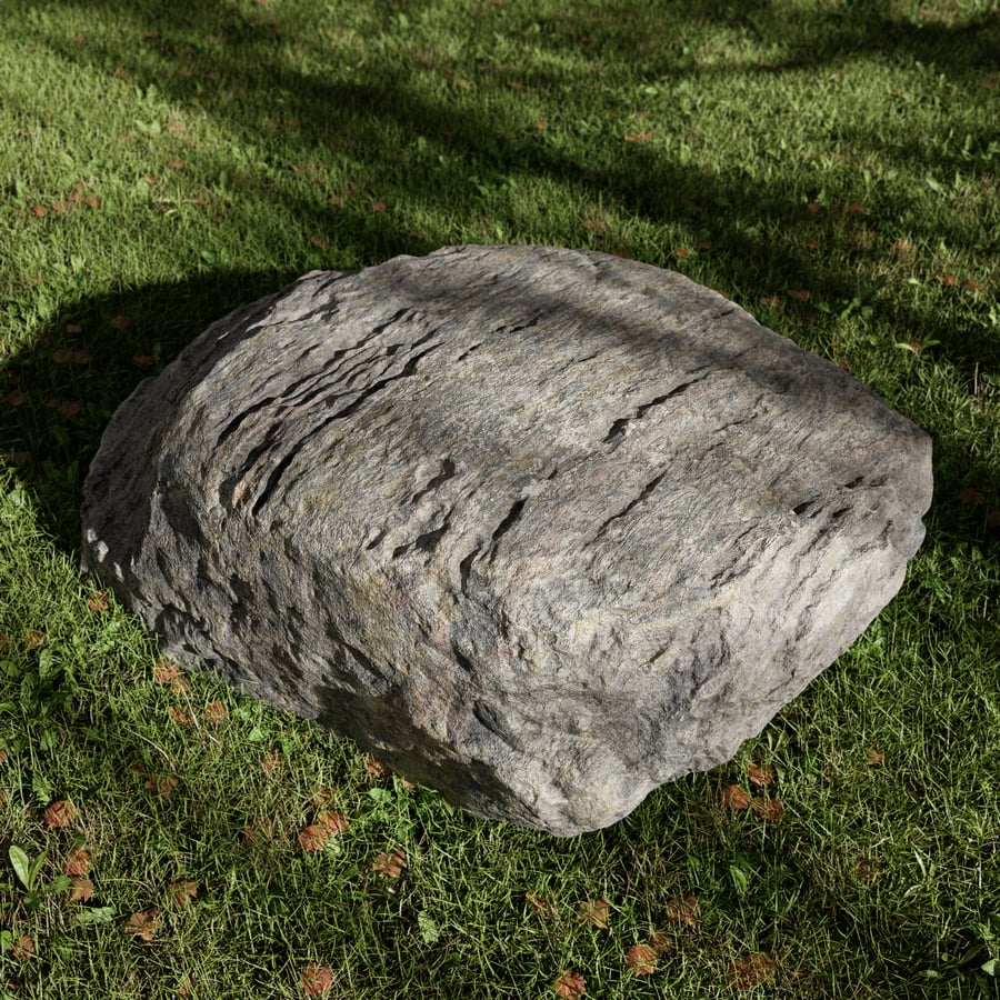 Soğuk Tonlu Çizgili Pürüzsüz Büyük Kaya Boulder Modeli