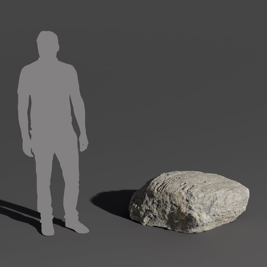 Soğuk Tonlu Çizgili Pürüzsüz Büyük Kaya Boulder Modeli