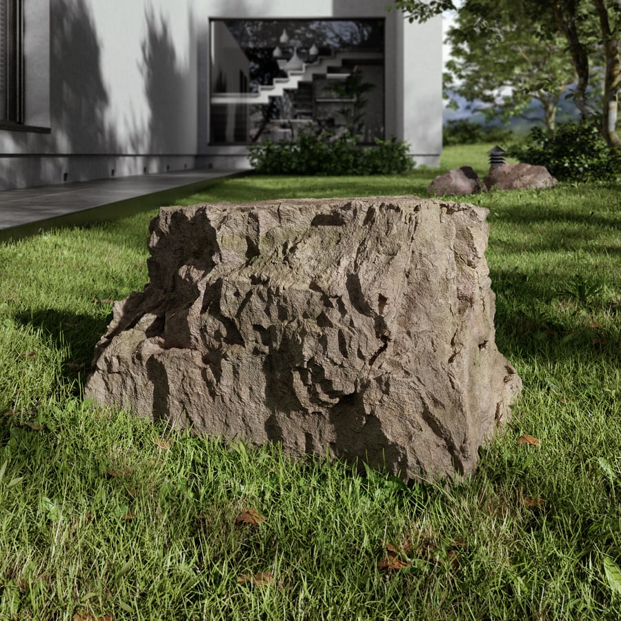 Teplý tónovaný model Plateau Mossy Smooth Large Rock Boulder