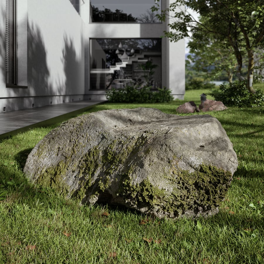Cool Toned Dipped Mossy Smooth Large Rock Boulder Modèle