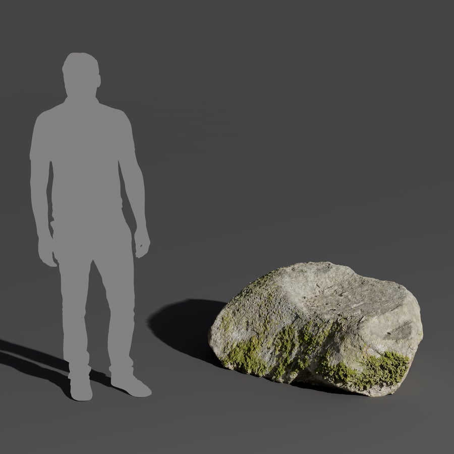 Cool Toned Dipped Mossy Smooth Large Rock Boulder Modèle
