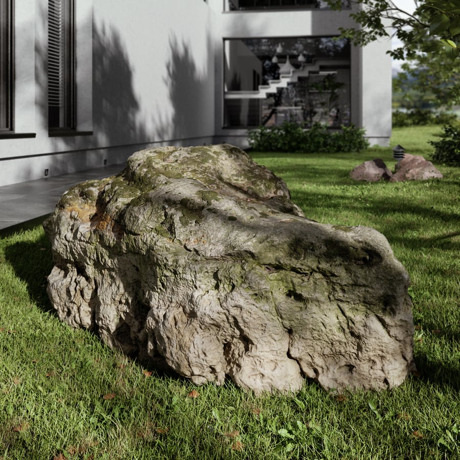 Modelo Mossy Rippled Large Rock Boulder