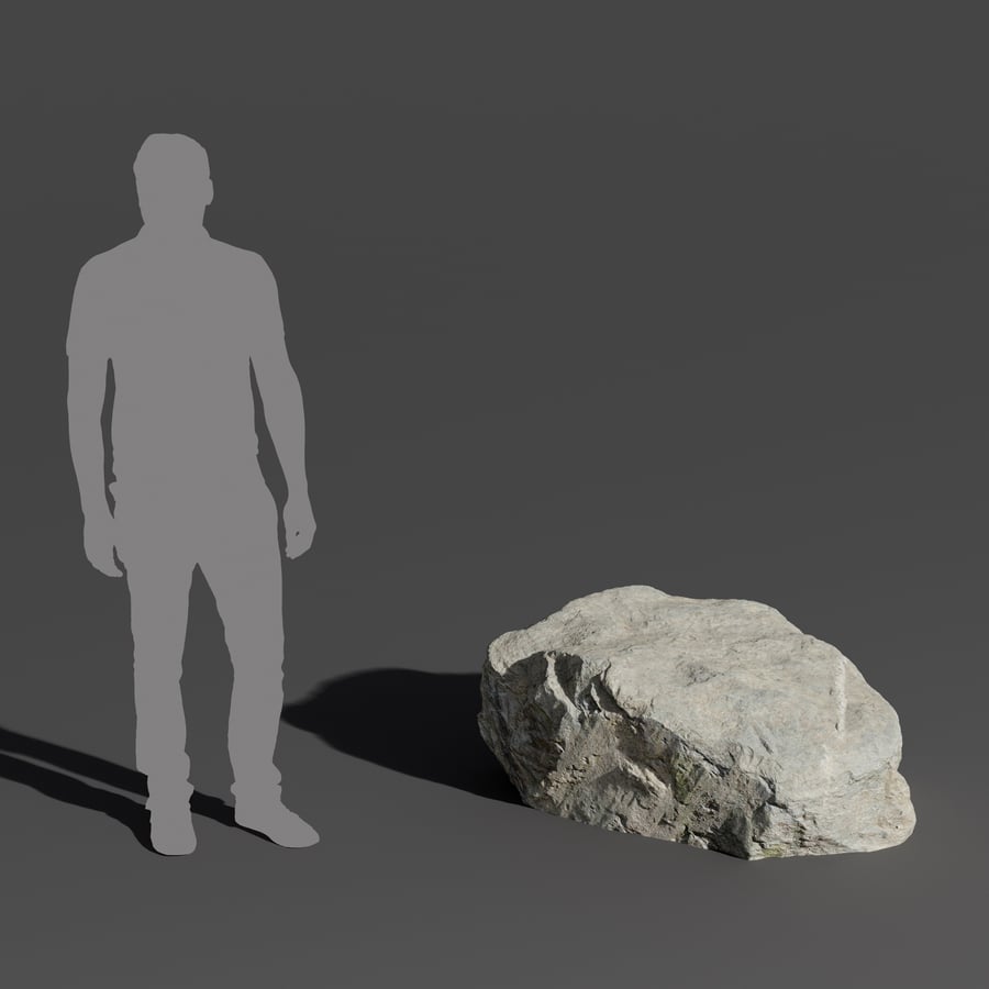 Модель валуна с прохладными тонами и плоской вершиной с зазубринами