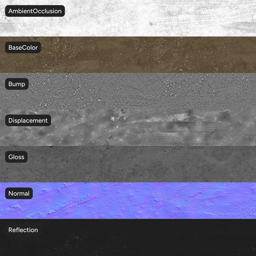 Bandensporen op moddertextuur