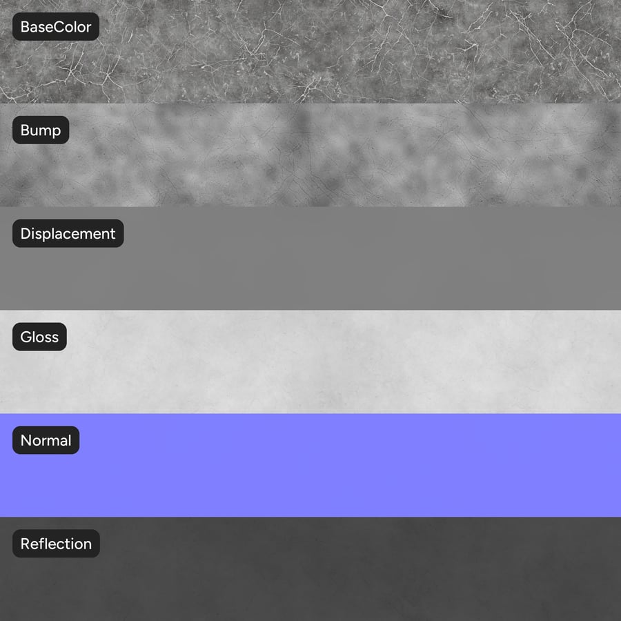 Textuur van matte marmersteen, asgrijs