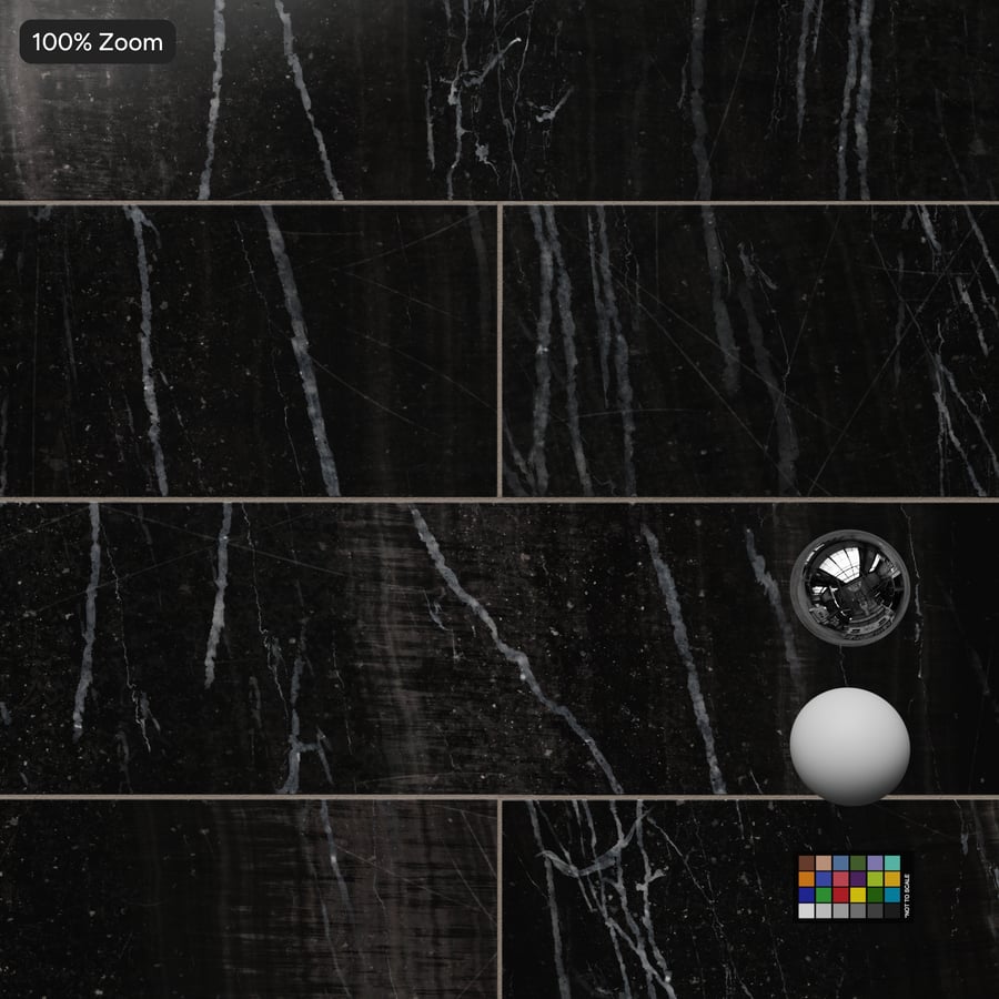 Rectangular Offset Marble Matte Tile Texture, Cosmic Black