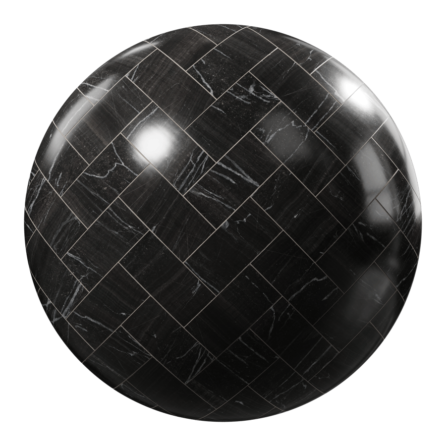 Herringbone Marble Matte Tile Texture, Cosmic Black