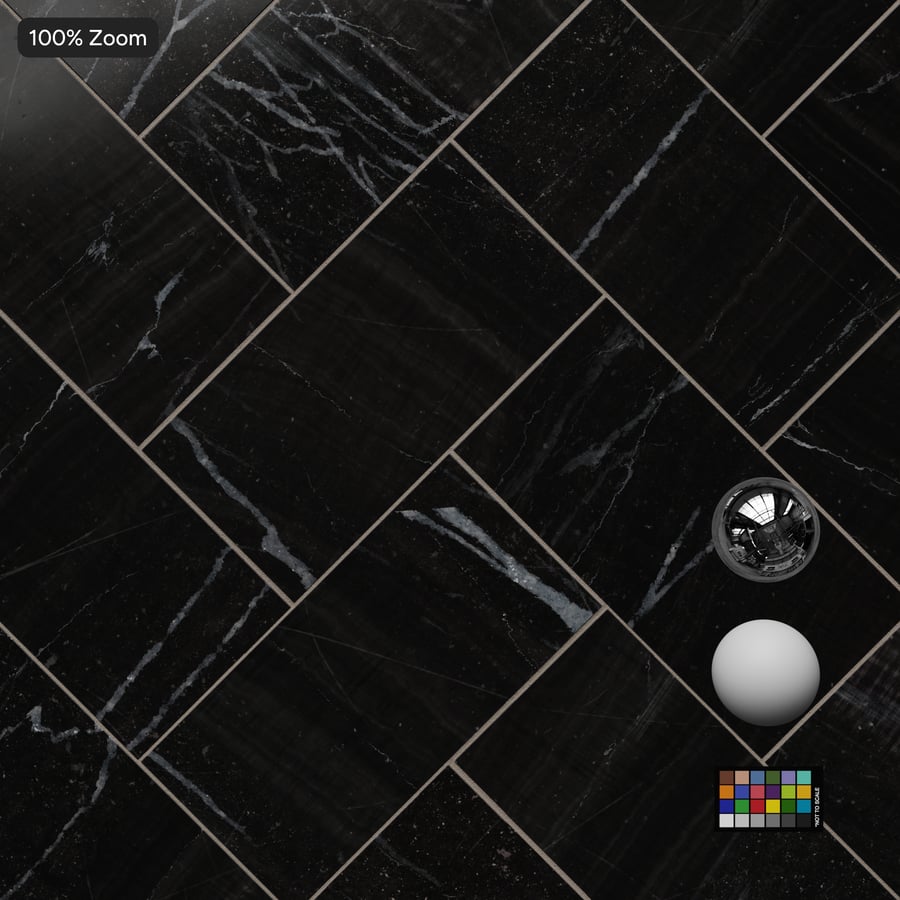 Herringbone Marble Matte Tile Texture, Cosmic Black