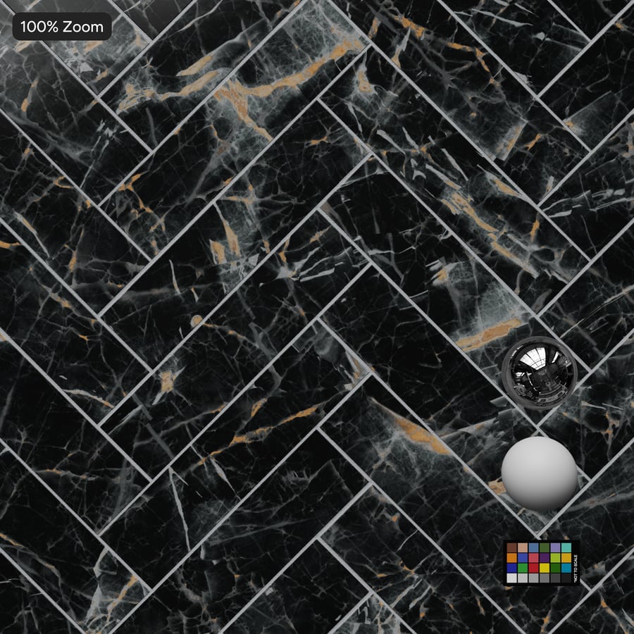 Textura de ladrilho fosco de mármore Herringbone, Midnight Vein