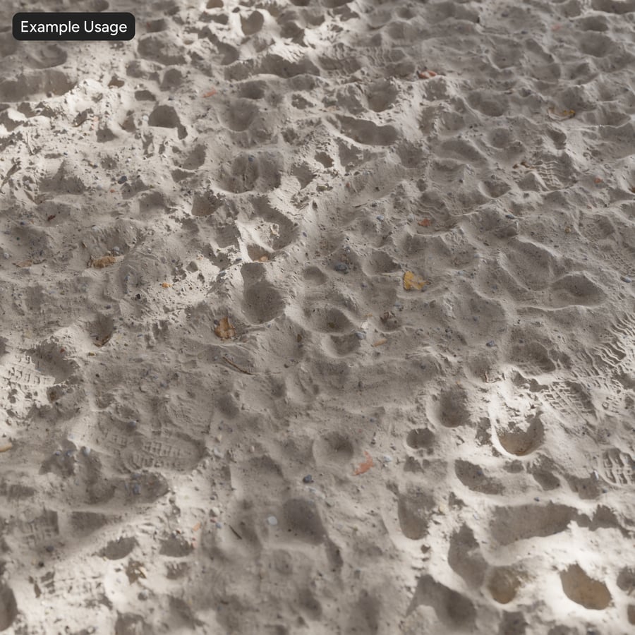 Footprints and Pebbles on Sand Texture