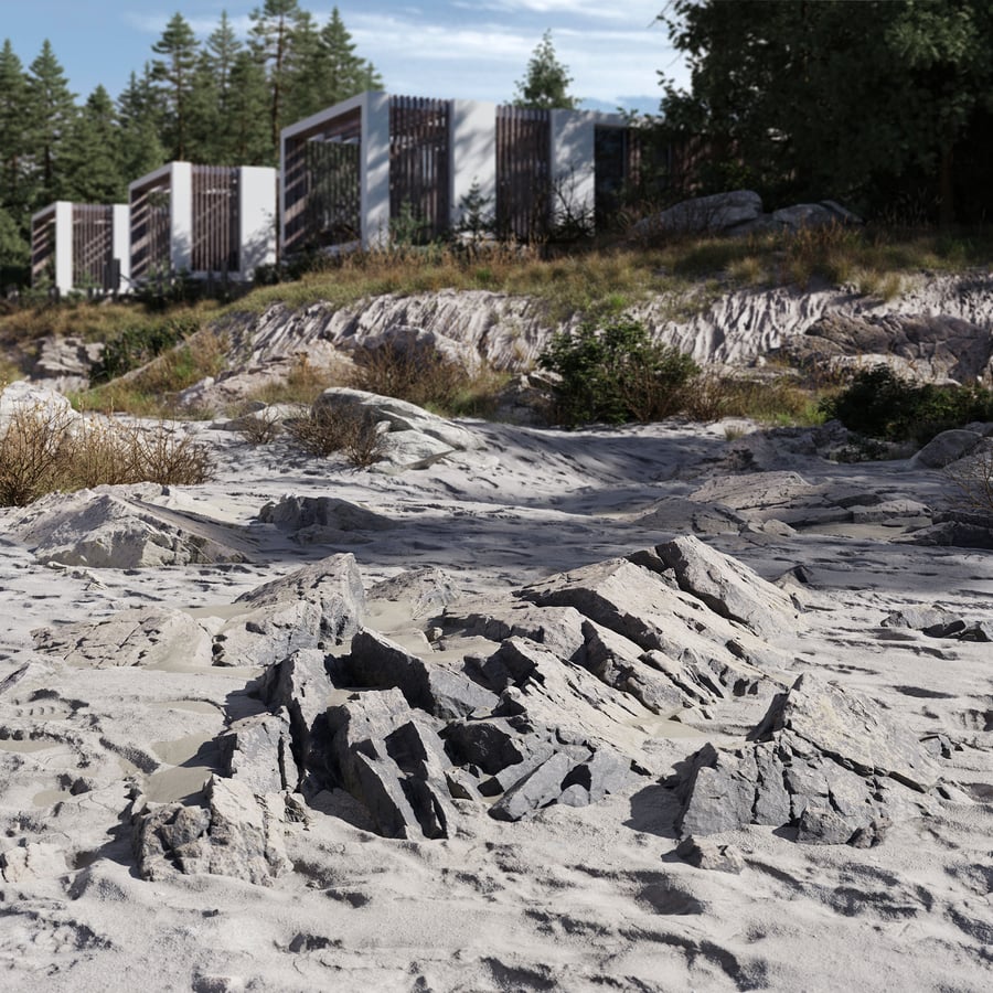 Średnio postrzępiony model skały plażowej