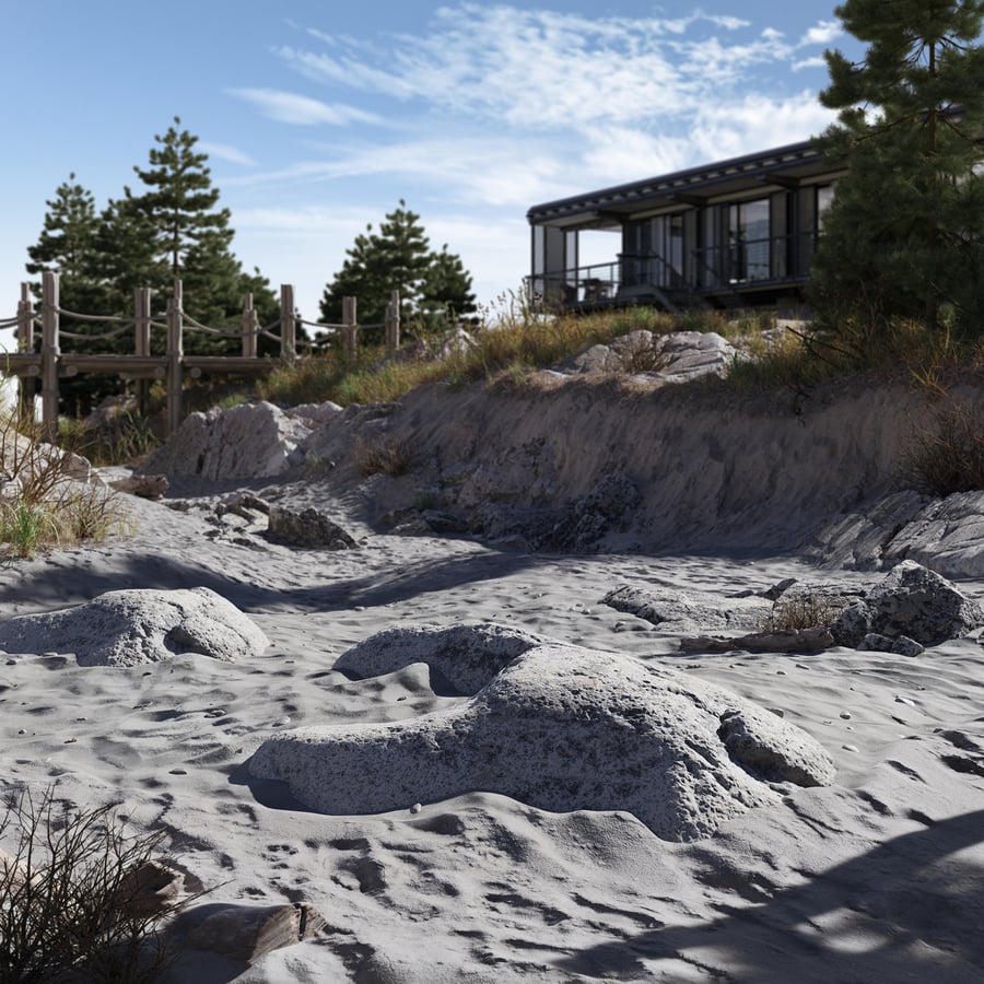 Kleines glattes Hufeisen Strand Felsen Modell