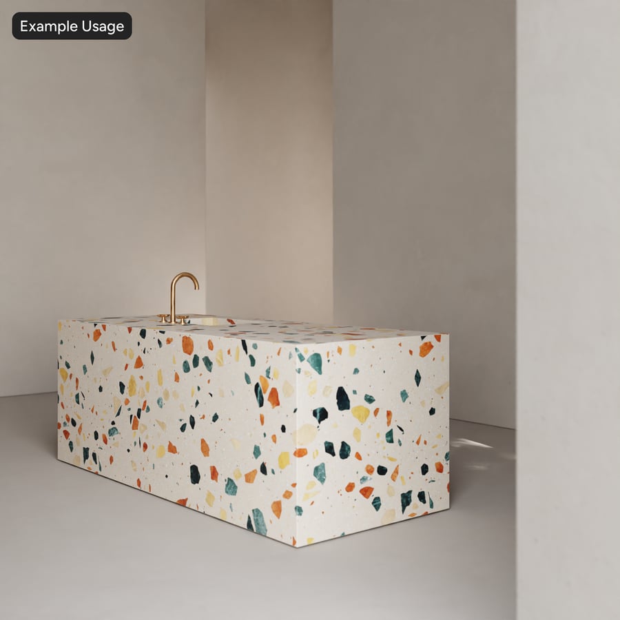 Rainbow Speckled Honed Slab Large Chips Terrazzo Texture